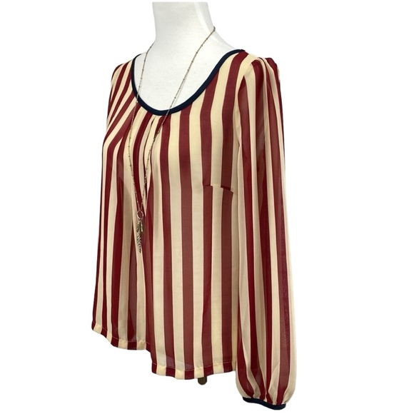 Anthropologie Ryu Striped Lace Bow Detail Blouse - Picture 3 of 5